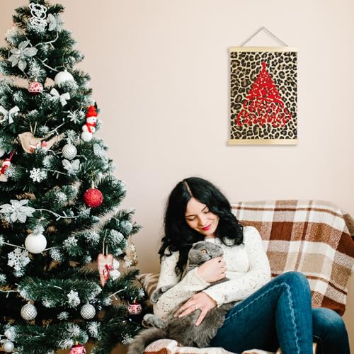 JINYO Christmas Wall Art Poster Six - Leopard Print Holiday Decor, 12x16 Inches