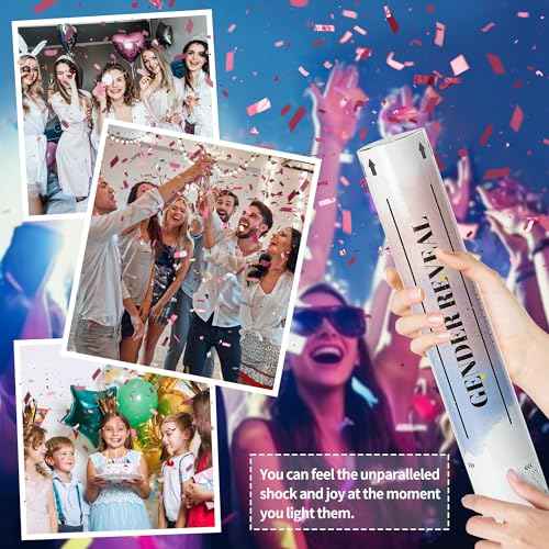 Confetti Cannons 11.8IN Gender reveal Multicolor Confetti Poppers for Wedding Celebration, Gender Revealing Party,Birthday Party, Pranks, Graduation, Christmas Eve(6 Pack Pink)