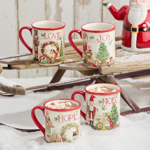 Nutcracker Parade 4-Pack 18oz Mugs Set – Ceramic Christmas Coffee & Cocoa Cups