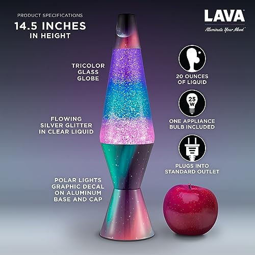 Lava® 14.5-Inch Polar Glimmer Glitter Motion Lamp - Multicolor Base & Globe - Pack of 1
