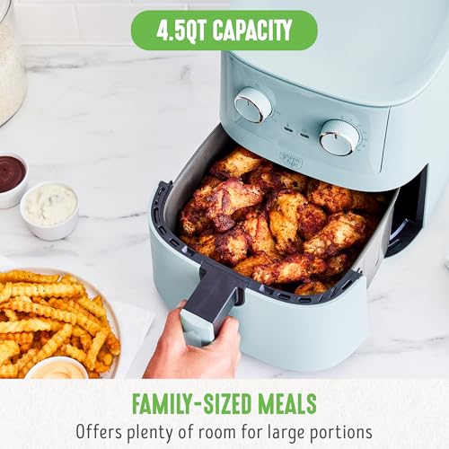 GreenLife 4.5QT Mechanical Air Fryer - Blue Haze, PFAS-Free Ceramic Nonstick
