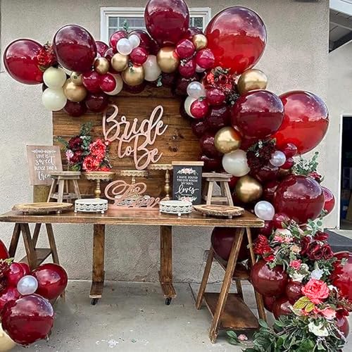 PartyWoo Burgundy Balloons 92 pcs Different Sizes Pack of 18 12 10 5 Inch Dark Red Maroon Fall Balloon Arch Kit Garland for Graduation Thanksgiving Valentine's Day Birthday Party Decorations Red-Y62