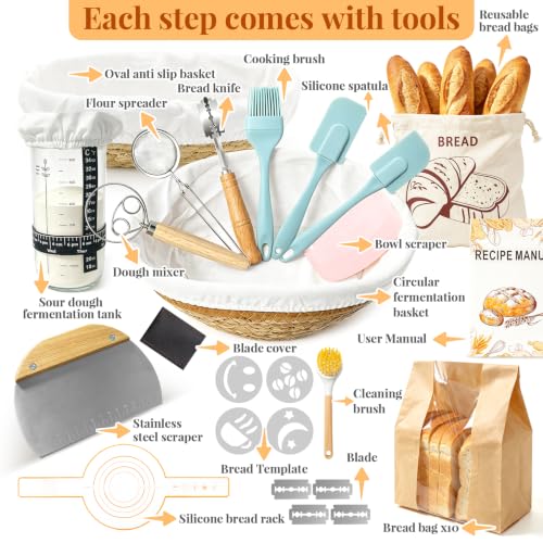 Huobojiji Yellow Sourdough Bread Baking Kit with Baskets & Tools