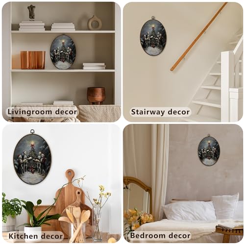 Gnmduw Gothic Christmas Wall Art Book - Spooky Skeleton Winter Decor for Living Room
