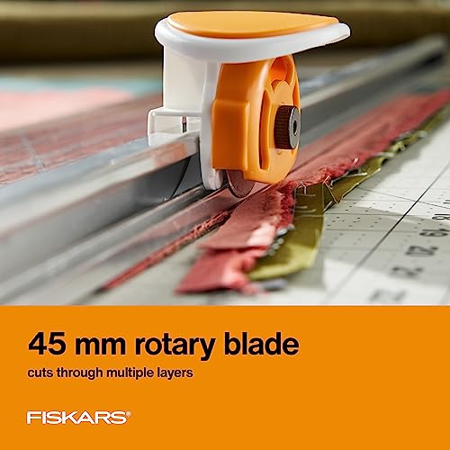 Fiskars 6 x 24 Inch Rotary Cutter with Built-In Ruler – 2-in-1 Fabric & Sewing Tool – Variation of 24 x 6
