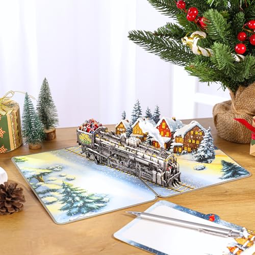 Steam Train Pop-Up Christmas Card 3D – Christmas Express (SISTIMON) Train Variation