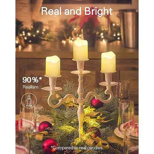 SHYMERY Flameless Votive Candles with Timer,12 Pack Last 15 Days Battery Operated Flickering LED Candles,18 Hours Off in 24 Hours Auto Tea Lights for Halloween Christmas Wedding Decorations1.48 x1.6