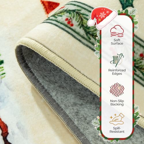 Vibrug 3x5 Beige Christmas Area Rug - Entryway, Kitchen & Living Room Decor