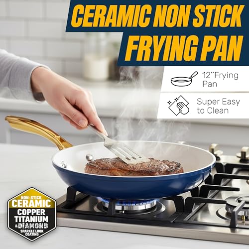 12-Piece Nonstick Ceramic Cookware Set with Diamond Infused Coating