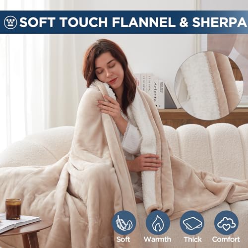 Westinghouse Heated Throw Blanket 50x60 Beige Electric Blanket ETL Certified