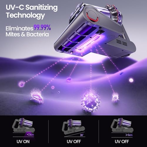 Mattress Vacuum Cleaner with UV-C Light Pet Hair Removal HEPA Filter