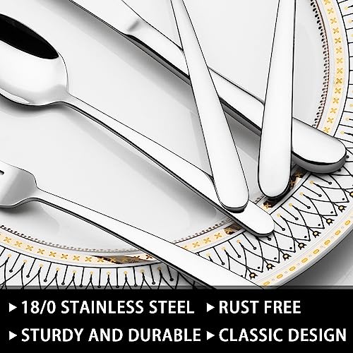 Heavy Duty 49-Piece Silverware Set with Organizer - Stainless Steel Flatware for 8