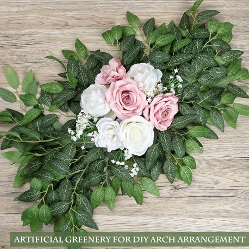 Dark Green 96 PCS Artificial Italian Ruscus Greenery Stems - Faux Silk Foliage for Wedding & Decor