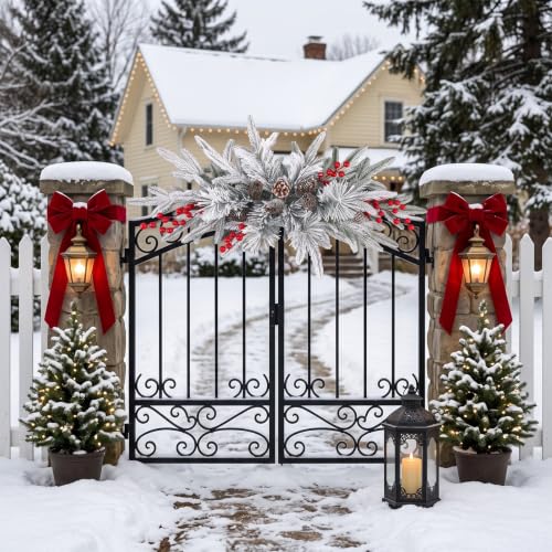 Riceshoot 4 Pcs Christmas Swag Outdoor 30 Inch Artificial Snowflake