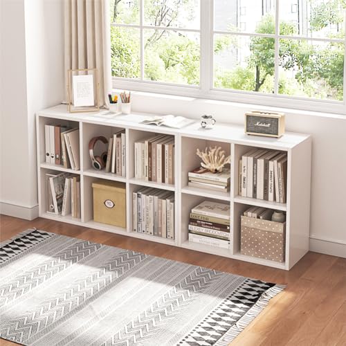 NELYE 6 Cube Storage Bookcase - White Open Shelf Organizer, Versatile Cube Shelf