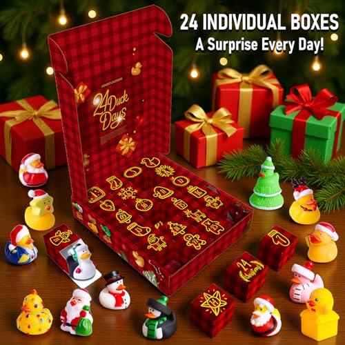 Intever Christmas Advent Calendar with 24 Surprise Rubber Ducks - Holiday Countdown