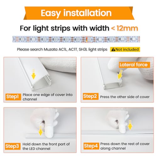 20 Pack Silver LED Strip Channel with Milky Diffuser - 3.3FT for Indoor Outdoor Lighting