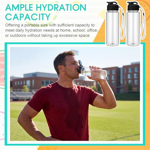 Mifoci 72 Pack Clear & Black 17 oz Reusable Water Bottles Bulk with Flip Top Caps