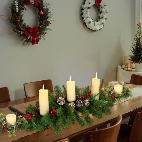 Vinsot 3-Piece 30-Inch Christmas Table Centerpiece with Candle Trays