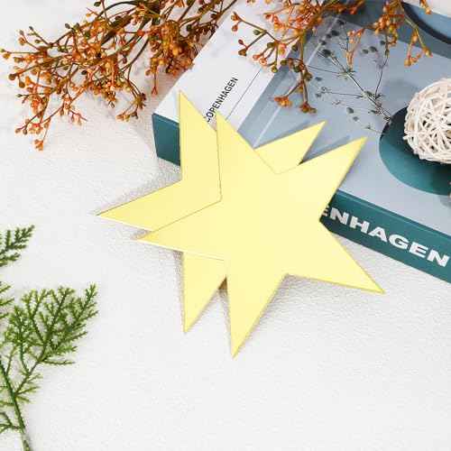 24PCS Gold Star Cutouts, 11 Inch Large Double Printed Paper Stars Cutouts, Cardboard Star Cutouts, Glitter Stars Decorations for Classroom Wall Movie Night Bulletin Board Party Supply