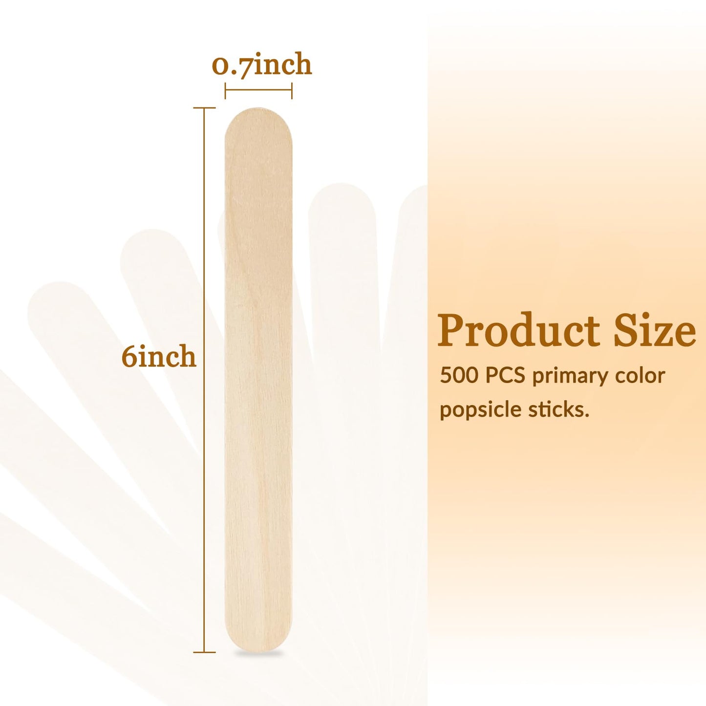 KTOJOY 500 Pcs Jumbo Wooden Craft Sticks Popsicle Stick 6” Long x 3/4”Wide Treat Ice Pop for DIY Crafts，Home Art Projects, Classroom Supplies