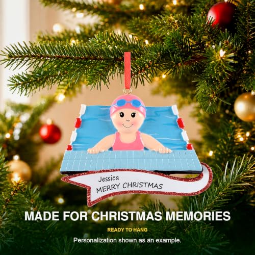 Personalized Swimming Girl Ornament 2026 - Custom Name, Year & Message