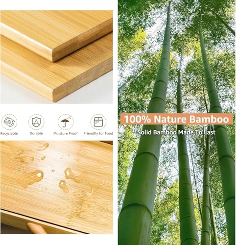 Extra Large Double Layer Bamboo Bread Box with Clear Window - Natural Farmhouse Kitchen Storage - L-Natural
