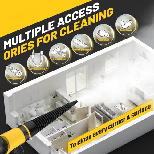 Pressurized Handheld Steam Cleaner with 10 Accessories for Home Car Bathroom