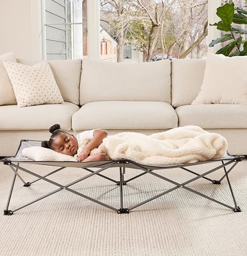 Regalo Grey Extra Long Portable Toddler Bed for Travel & Camping