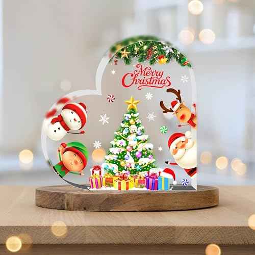 Christmas Decorations Indoor Cute Christmas Decor Gifts Table Sign for Mantle,Office Desk, Shelf - Heart Shaped Gifts Holiday Indoor Home Decor