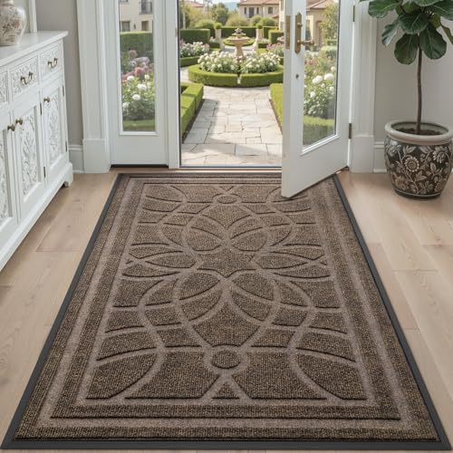 DEXI 4x6 Brown Heavy Duty Non-Slip Outdoor Entrance Door Mat - All Weather