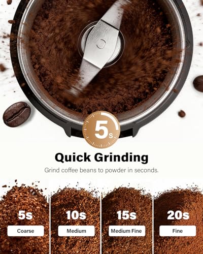 SHARDOR Electric Coffee Grinder with 2.5oz Capacity, 2 Bowls, Black