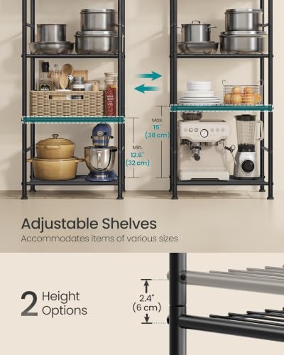 SONGMICS 5-Tier Steel Storage Rack - 15.7 W x 11.8 D x 56.7 H Inch Black Shelving Unit