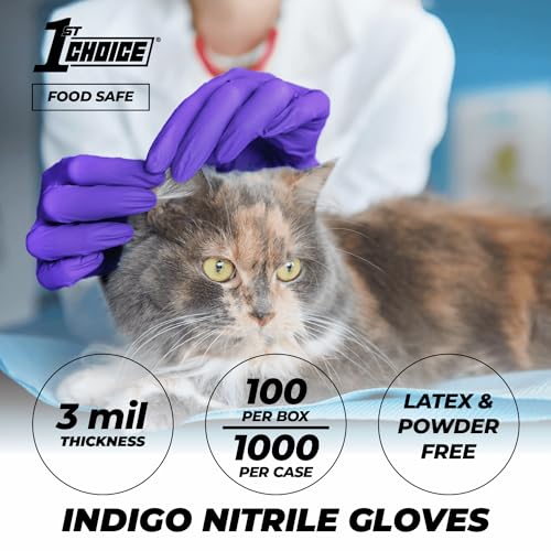 1st Choice Medium Indigo Nitrile Exam Gloves 3 Mil Disposable Medical & Salon Use