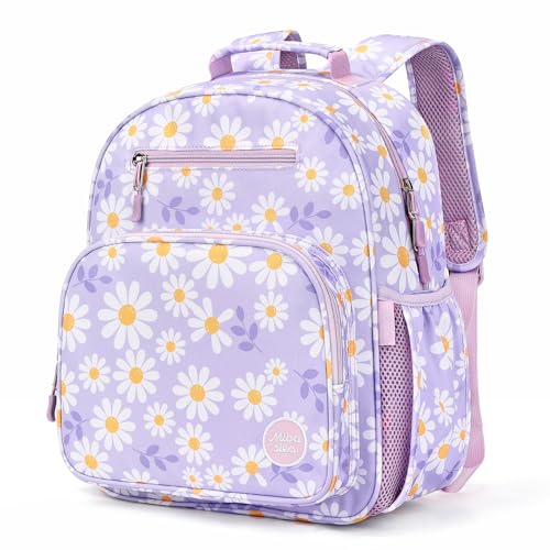 Kids Backpack for Girls Daisy Purple 15" Insulated Bookbag Kindergarten & Elementary School