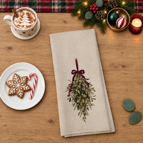 Vintage Tree Mistletoe Christmas Kitchen Towels (Set of 2) - AHNWICNR, Vintage Tree