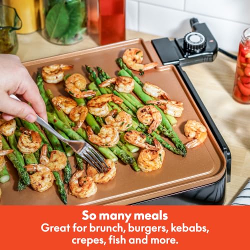 Bella XL 12x22 Inch Electric Non-Toxic Ceramic Titanium Griddle - Copper