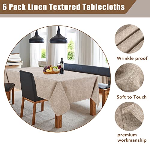 Nature Faux Linen Rectangle Tablecloths 60 x 120 Inch 6 Pack for Weddings & Events