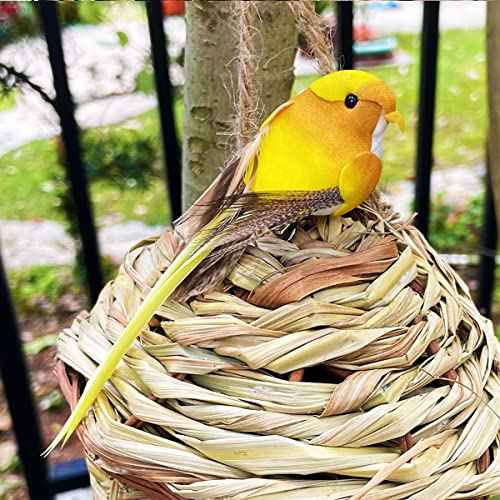 LWINGFLYER 6pcs Clip on Artificial Simulation Foam Birds Feather Long Tail Feather Fake Birds for Craft Home Ornaments Garden Wedding Decoration Embellishing 12cm/4.7inch