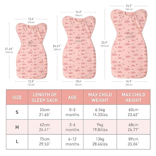 Knirose Organic Cotton Baby Sleep Sack Swaddle 0-3 Months + Bee Butterfly