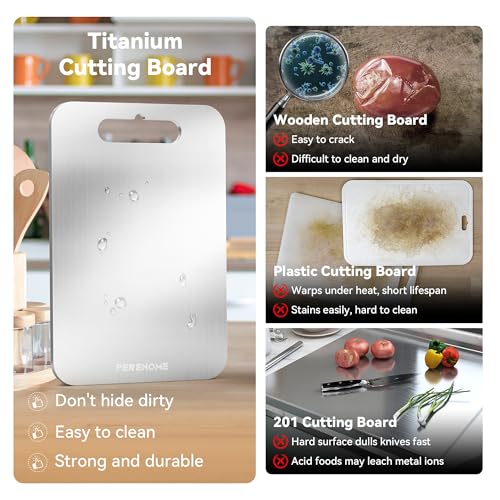 Perehome 3-Pack Titanium Double Sided Cutting Boards Food Grade Kitchen Utensils