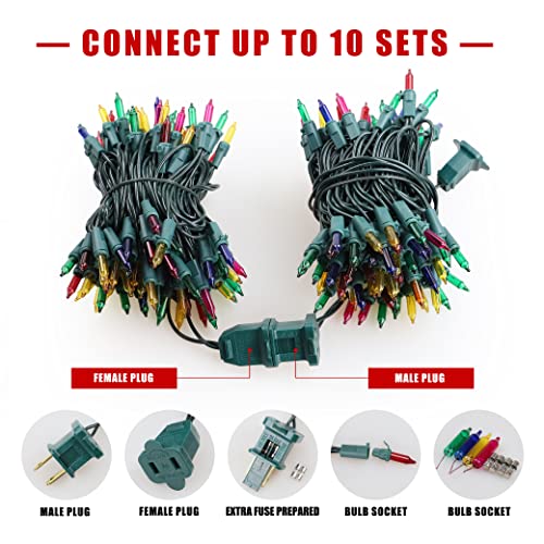 Hopolon 2 Pack Multicolor Easter String Lights, 50 LEDs, Green Wire, 13FT