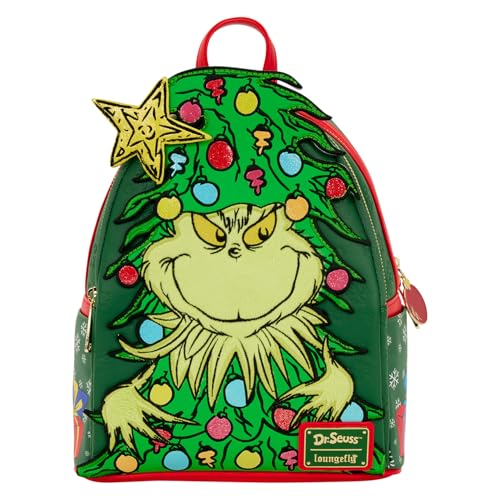 Dr. Seuss Grinch Holiday Mini Backpack - Faux Leather, Light-Up Star