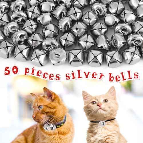 Jingle Bells for Crafts,1 Inch Large Jingle Bells Bulk, 50 Pcs Christmas Craft Bells for DIY Festival Home Wreath Christmas Party Decoration (Silver)
