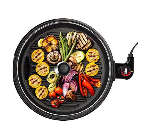 12-Inch Indoor Electric BBQ Grill, Non-Stick Surface, Adjustable Thermostat