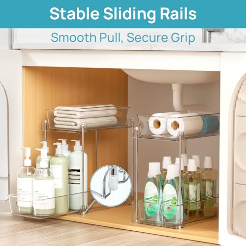 Transparent 4 Pack Taller Pull-Out Under Sink Bathroom Organizer - S-High