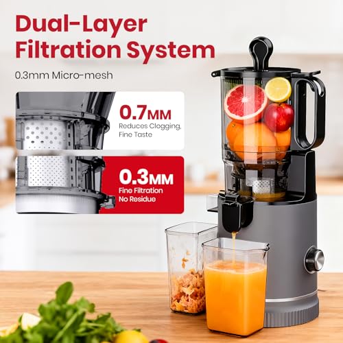 Laudlife 5.9-inch Wide Feed Chute Cold Press Juicer with 100oz Hopper, Easy Clean, BPA-Free