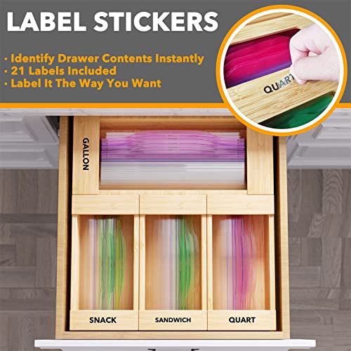 SpaceAid Bag Storage Organizer for Kitchen Drawer, Bamboo Organizer,