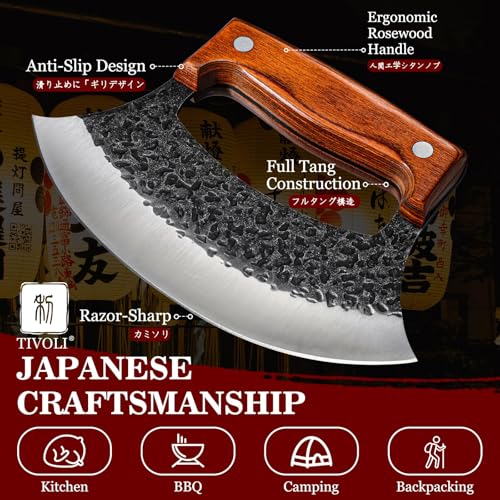 Ulu Knife Hand Forged Mezzaluna Rocker Knife - Pizza Cutter - Variation of THIS listing
