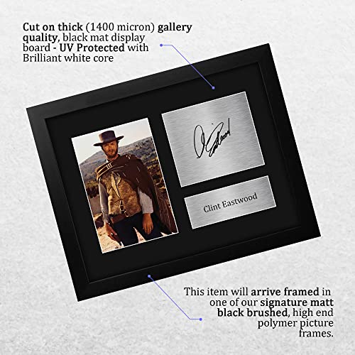 Clint Eastwood Autograph Print in Black Framed 8.5x11, US Letter Signed Memorabilia